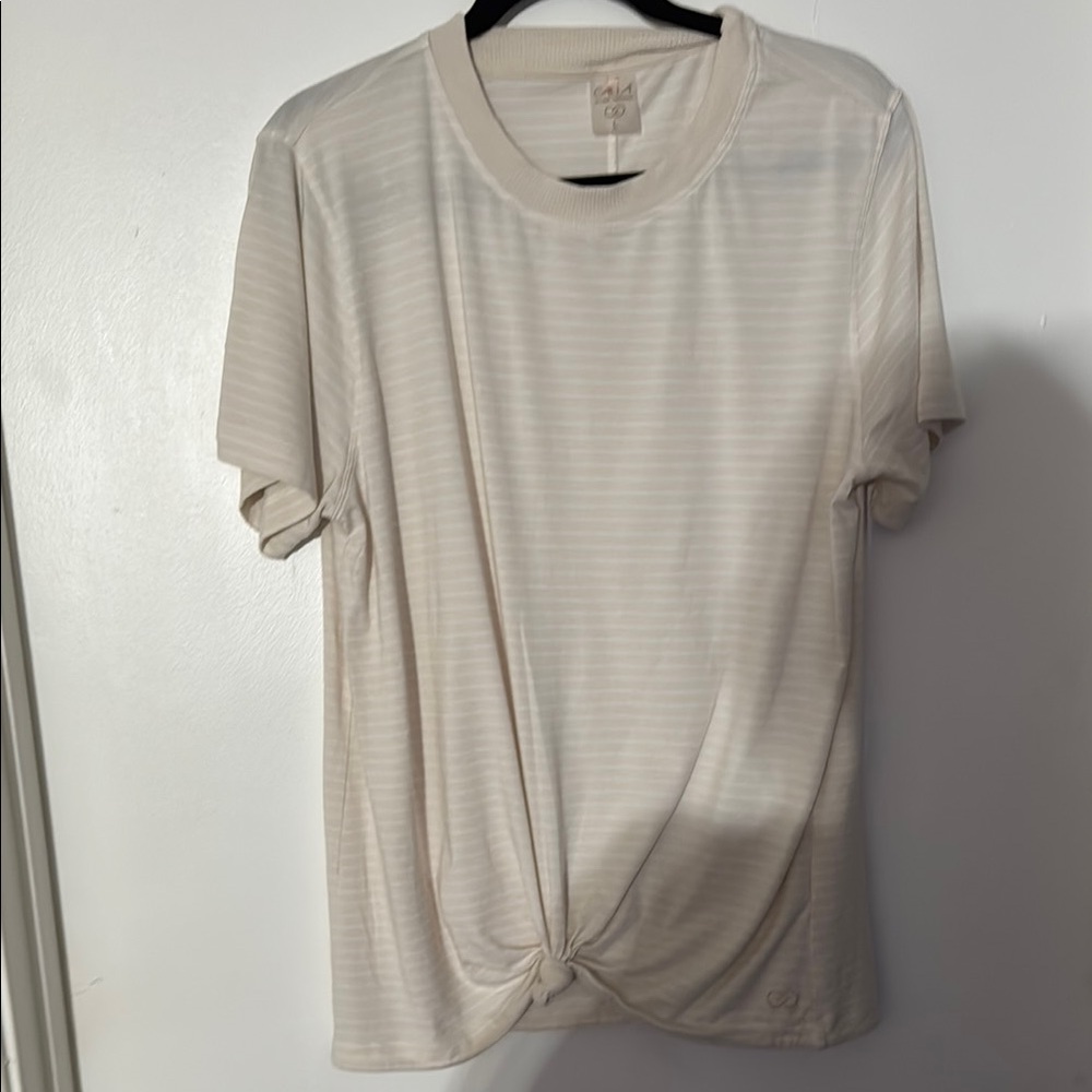CALIA by Carrie Underwood Cream Short Sleeve Tee with Subtle Design